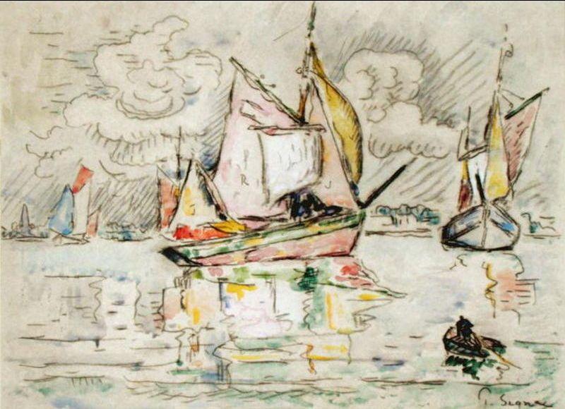 Paul Signac Fishing Boats France oil painting art
